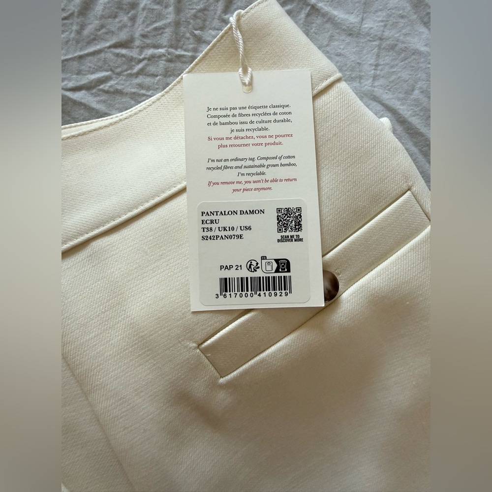 Sezane cream Wide-Leg Pant trousers - Picture 4 of 4